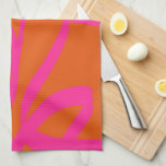 Paño De Cocina Líneas Abstractas Modernas De Mediados Del Siglo N<br><div class="desc">Pinceles abstractos - formas abstractas en naranja quemado y rosa caliente.</div>