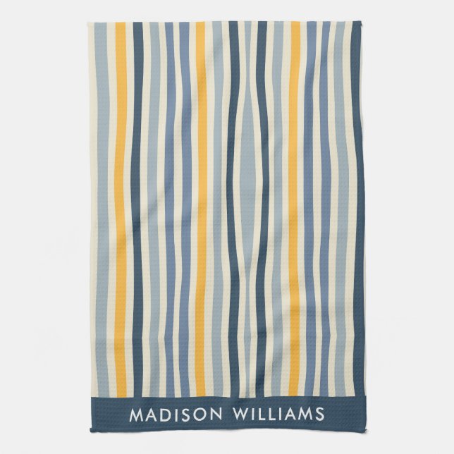 Paño De Cocina Líneas de color Monograma Elegante (Vertical)