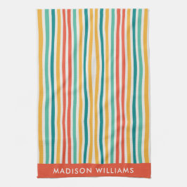 Paño De Cocina Líneas de color Monograma Elegante Cocina Elegante