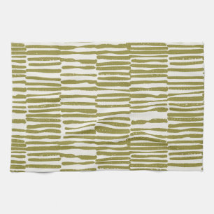 Paño De Cocina Líneas geométricas abstractas verde oliva único co