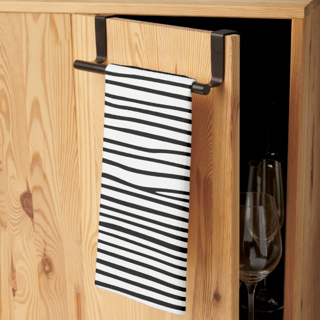 Paño De Cocina Líneas horizontales abstractas_negro (Pliegue de tercios)