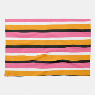 Paño De Cocina Líneas horizontales de bandas Naranjas rosadas