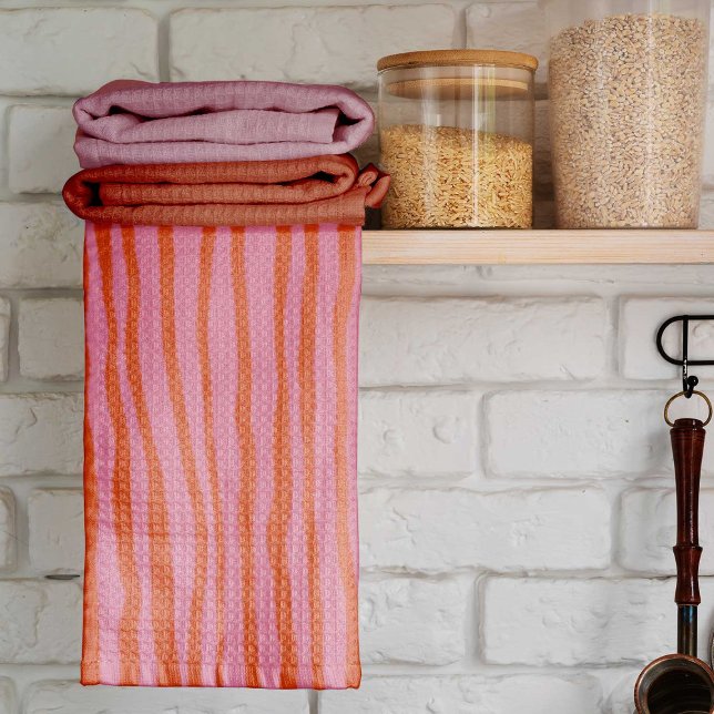 Paño De Cocina Líneas onduladas retro verticales - naranja pastel (Subido por el creador)