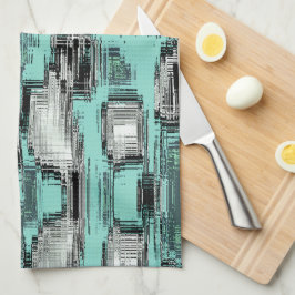 Paño De Cocina Líneas pixeladas cruzadas formando cuadrados abstr