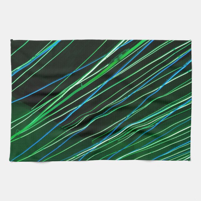 Paño De Cocina líneas verdes de neón (Horizontal)