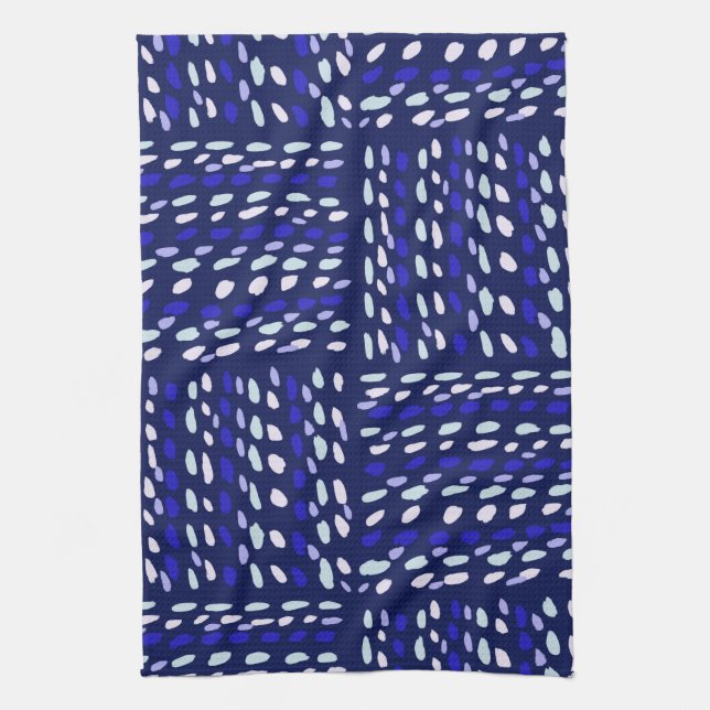 Paño De Cocina Líneas y diseños divertidos geométricos azules y b (Vertical)