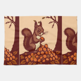 Paño De Cocina 🐿️ Linge de Cuisine Écureuil d'Automne – Torchon