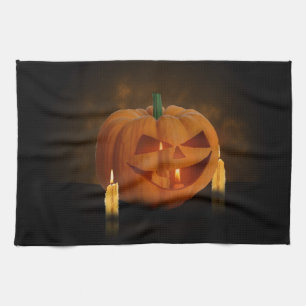 Paño De Cocina Linterna de calabaza de Halloween con velas