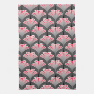 Paño De Cocina Lirio Art Deco, gris / gris y rosa coral