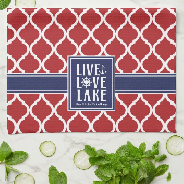 Paño De Cocina Live Love Lake Quote Nautical Boating Kitchen Towe (Doblado)