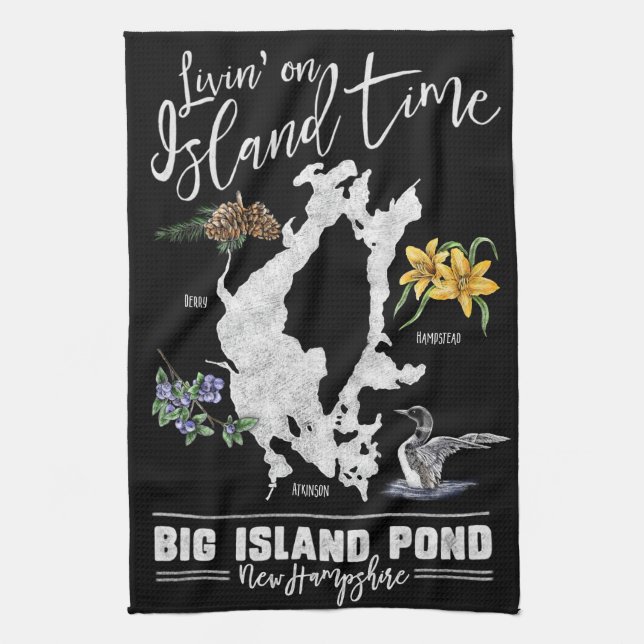 Paño De Cocina Livin' on Island Time Big Island Pond NH Bar Toall (Vertical)