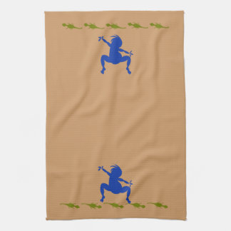 Paño De Cocina Lizarras verdes y danza azul Kokopelli