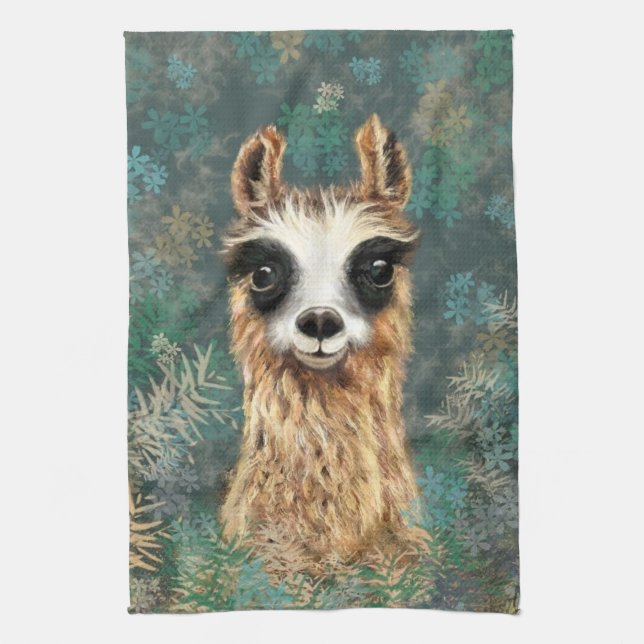 Paño De Cocina Llama de bebé curiosa - Cuta - (Vertical)