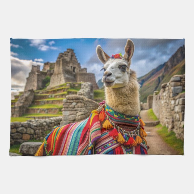 Paño De Cocina Llama de Perú (Horizontal)
