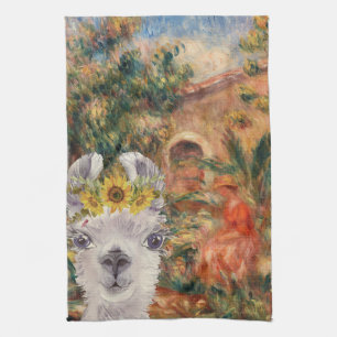 Paño De Cocina Llama Elegante y Granja de Renoir