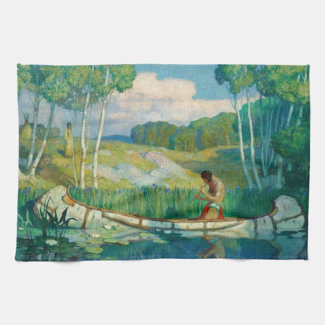 Paño De Cocina Llamada de amor india de Newell Convers Wyeth (Horizontal)