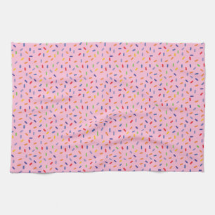 Paño De Cocina Llamaradas de Arcoíris Confeti Colorido Rosa Claro