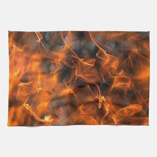 Paño De Cocina Llamas que fuman del fuego (Horizontal)