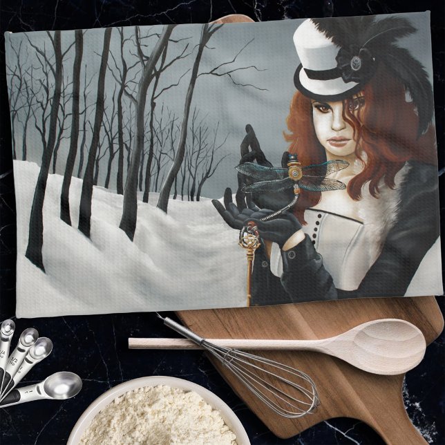 Paño De Cocina Llave de libélula de invierno steampunk victoriana (Subido por el creador)