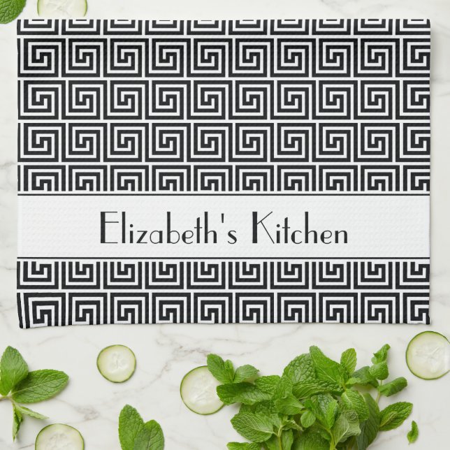 Paño De Cocina Llave de malandrina blanca y negra personalizada (Doblado)