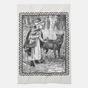 Paño De Cocina Lobo del cascabel de Ilustracion blanco blanco neg