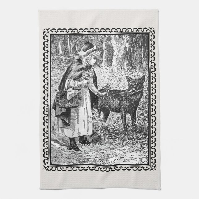 Paño De Cocina Lobo del cascabel de Ilustracion blanco blanco neg (Vertical)