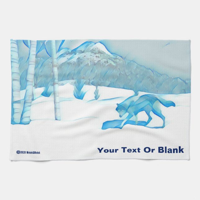 Paño De Cocina Lobo solitario en WInter (Horizontal)