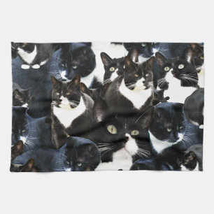 Paño De Cocina Locura blanca negra del gato