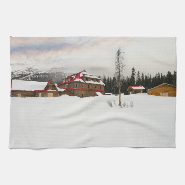 Paño De Cocina Lodge Bow Lake Cubierto de Nieve (Horizontal)