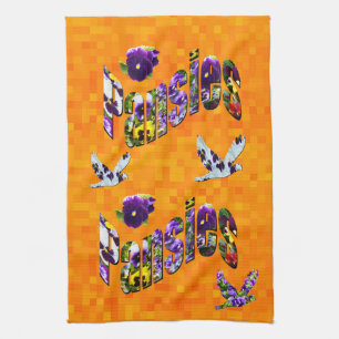 Paño De Cocina Logo De Pansies Con Palomas Voladoras Pansy,