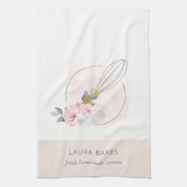 Paño De Cocina Logo de Wooden Whisk Rubor Watercolor Floral Chef