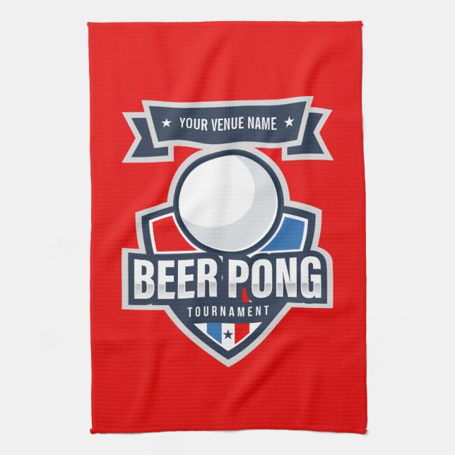 Paño De Cocina Logo del Torneo de Beer Pong personalizable (Vertical)