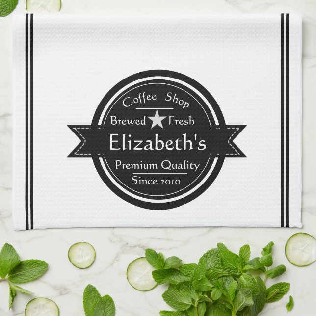 Paño De Cocina Logo personalizado de la cafetería (Doblado)