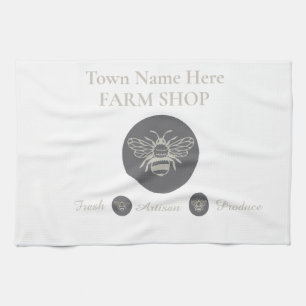 Paño De Cocina Logotipo de abeja de la tienda de la granja artesa