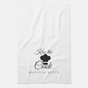 Paño De Cocina Logotipo de gorro de chef minimalista Besa al coci