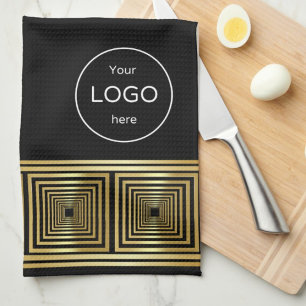 Paño De Cocina Logotipo de oro negro lujoso Chef de restaurante