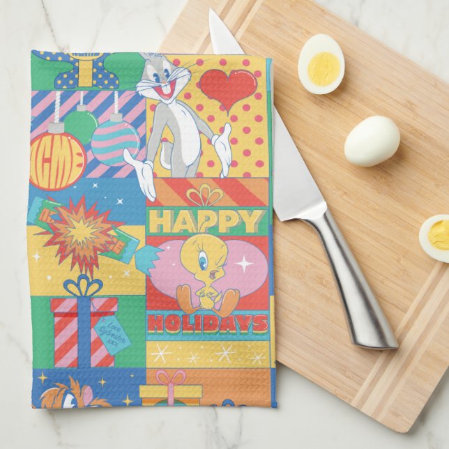 Paño De Cocina LOONEY TUNES™ | Patrón de Navidades de vacaciones  (Doblado Cuarto)