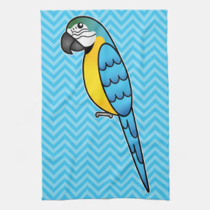 Paño De Cocina Loro Guacamayo de Dibujos Animados Azul y Amarillo