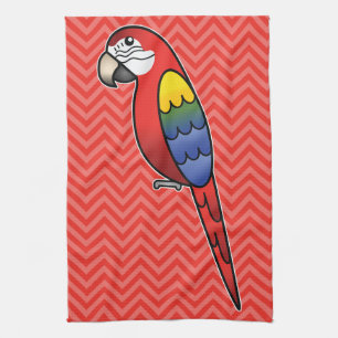 Paño De Cocina Loro guacamayo de dibujos animados escarlata