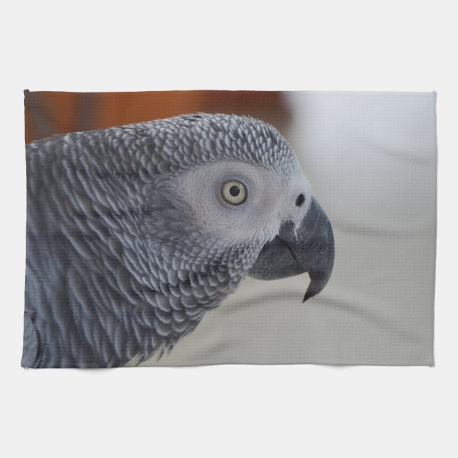 Paño De Cocina Loro majestuoso del gris africano (Horizontal)