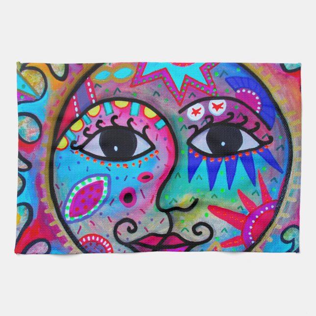 PAÑO DE COCINA LOS AMANTES ASOLEAN Y ESTÁN EN LA LUNA (Horizontal)