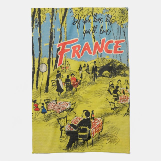 Paño De Cocina Los años 50 verdes de Francia del viaje del (Vertical)