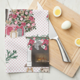 PAÑO DE COCINA LOS ÁRBOLES DE NAVIDAD DE COLOR ACUÁTICO PRESENTAN
