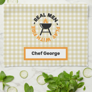 Paño De Cocina Los Hombres De Verdad Juegan Con El Grill De Barba