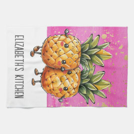 Paño De Cocina Los mejores amigos piña Kawaii piña rosa