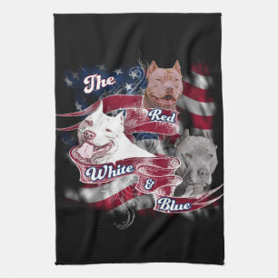 Paño De Cocina Los perros rojos, blancos y azules de Pitbull