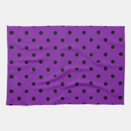 Paño De Cocina Los puntos de la Polka Negra sobre el violeta mora