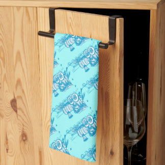 Paño De Cocina Los regalos de Baby Shower de Aqua Blue Choo Choo
