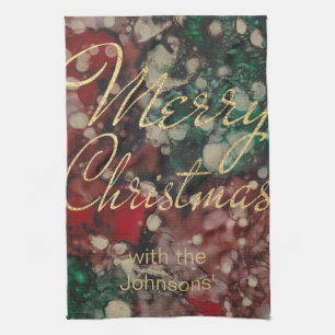 Paño De Cocina Los rojos Verdes Golds personalizan la cocina