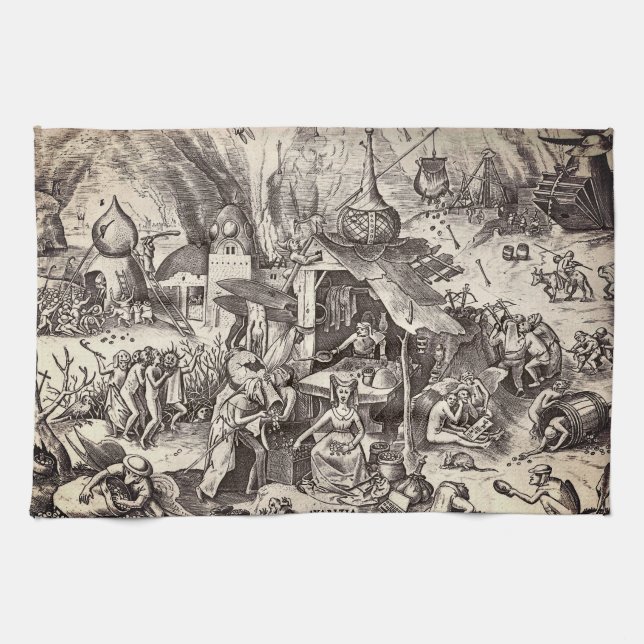 Paño De Cocina Los siete pecados mortales - codicia (Horizontal)